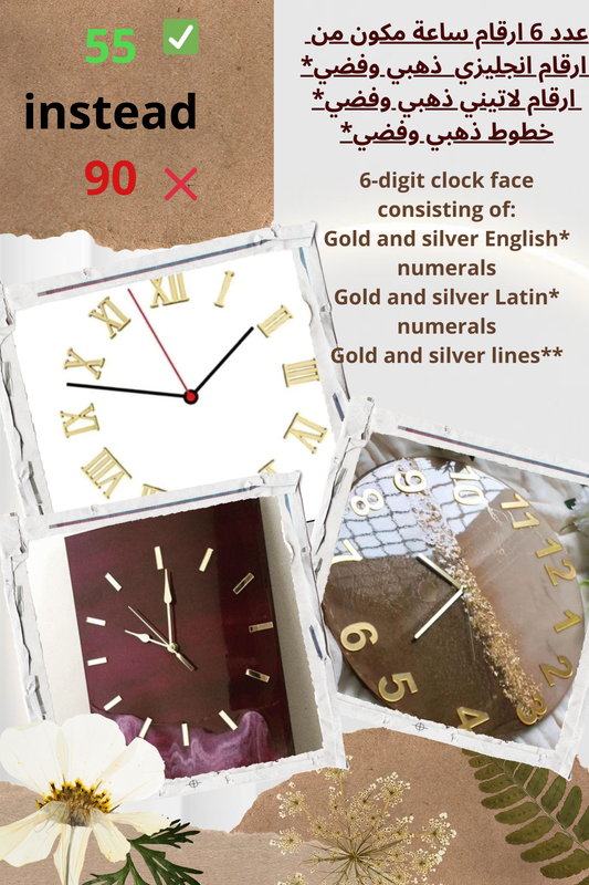 Set of English and Latin acrylic clock numbers and lines