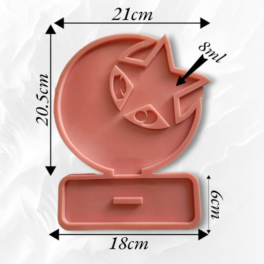 Desk holder template in the shape of a crescent and star