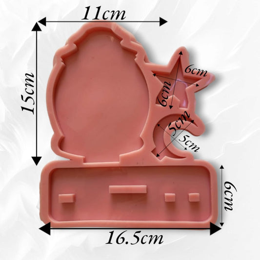 Desk holder template in the shape of a lantern, crescent and star