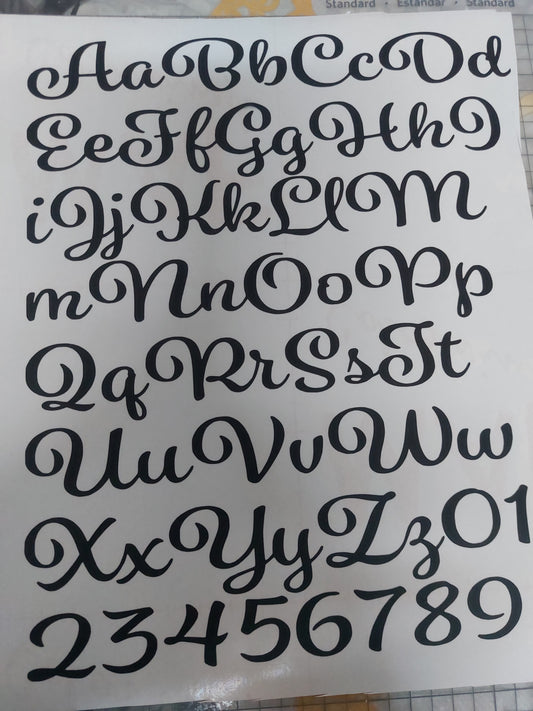 Vinyl, transparent printed paper, or stickers containing English letters and numbers. This type of repeated text is used to be placed inside the provided resin molds, or to be glued onto car pendants and medals as handicrafts