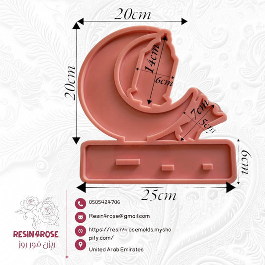 A silicone mold used to make desk plaques, desk calendars, welcome signs, decorations, earring organizers, accessories, nameplates, logos, small photo frames, light bases, or souvenirs. Designed for casting resin, wax, or Pottery