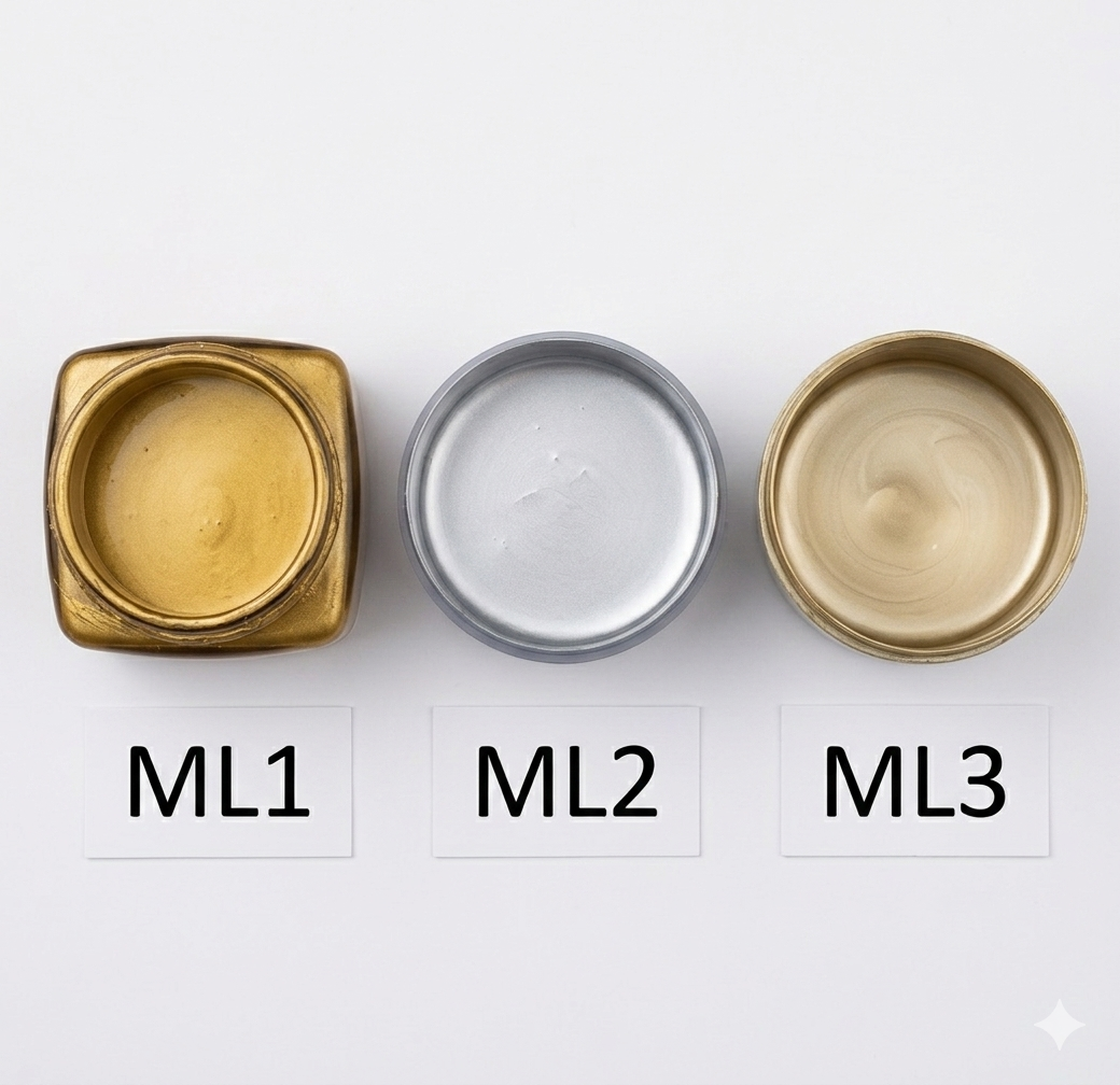 Metallic colors are liquid, quick-drying for external coloring, high stability, resistant to external factors, for coloring the ends of the risin, wax, gypsum and other technical materials