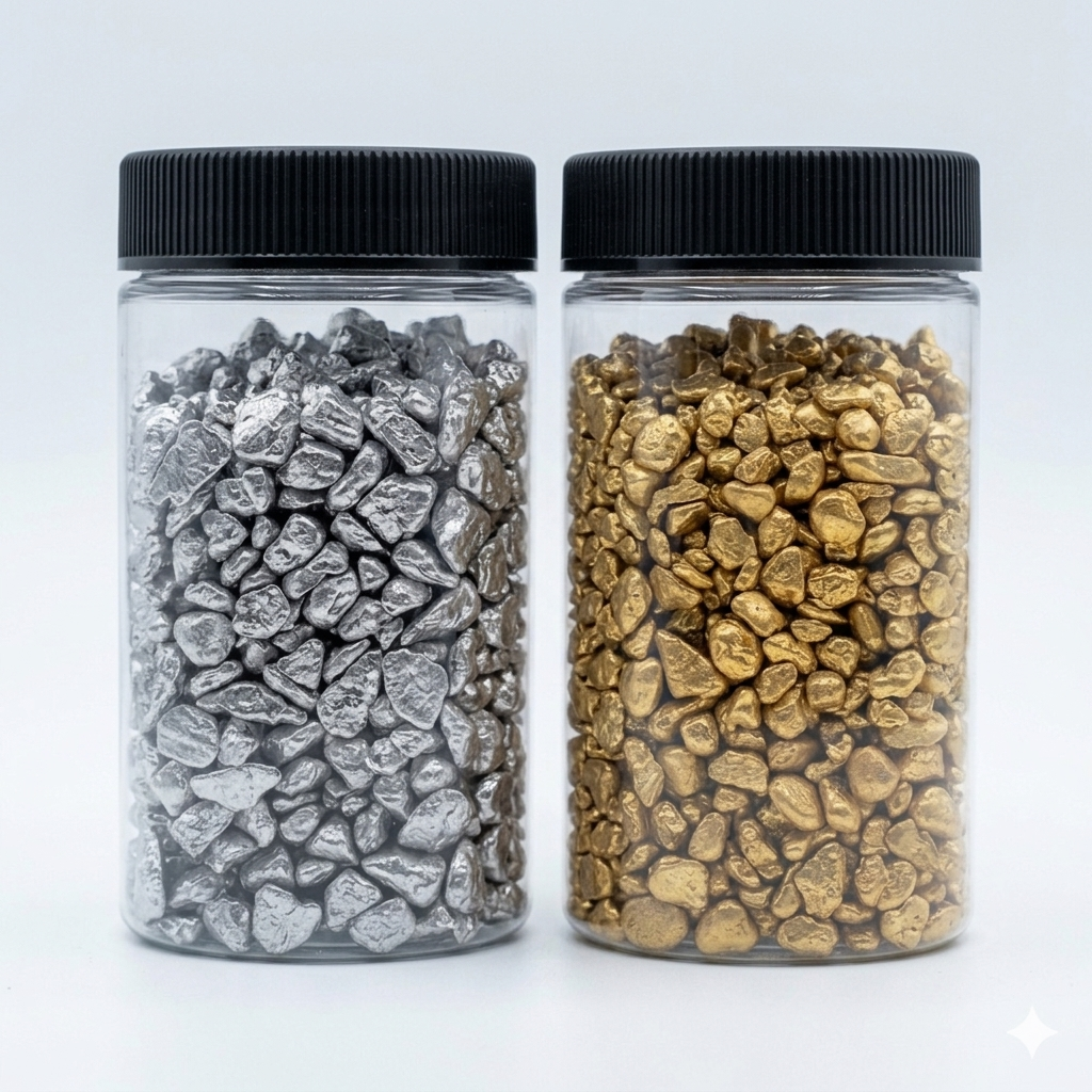 Large stones in gold and silver color are suitable for resin, plaster and candles, suitable for paintings and making tables with resin for the art