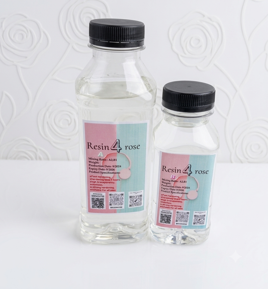 Epoxy Risen4Rose is suitable for all uses, fast hardening and hard, strong, transparent and shiny, with a weight of 300 grams, a weight of 750 grams and a weight of 1.5. Choose the appropriate size from the options
