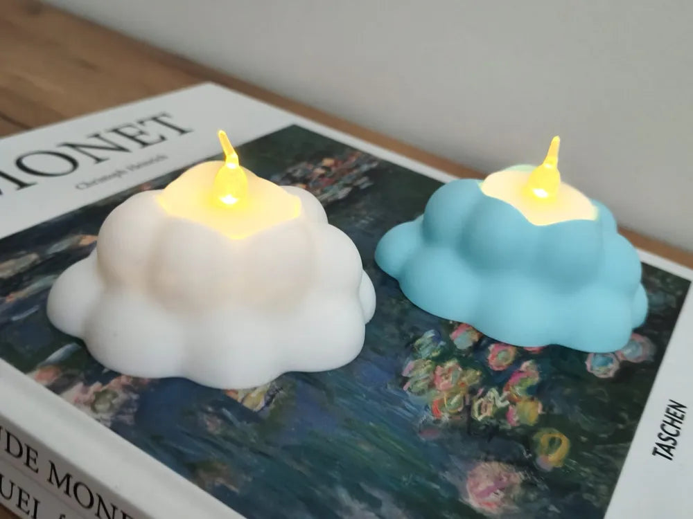 Cloud-shaped silicone mold candle holder, a simple home decor piece, aromatherapy candle lamp, essential oil diffuser, ceramic candle holder set accessory, perfume diffuser used with baby shower favors