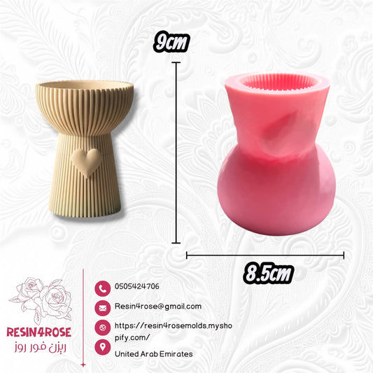 Silicone resin mold for a geometric heart-shaped candle sculpture, 3D decorative silicone mold for candles, plaster decorations, and home decor, epoxy resin mold