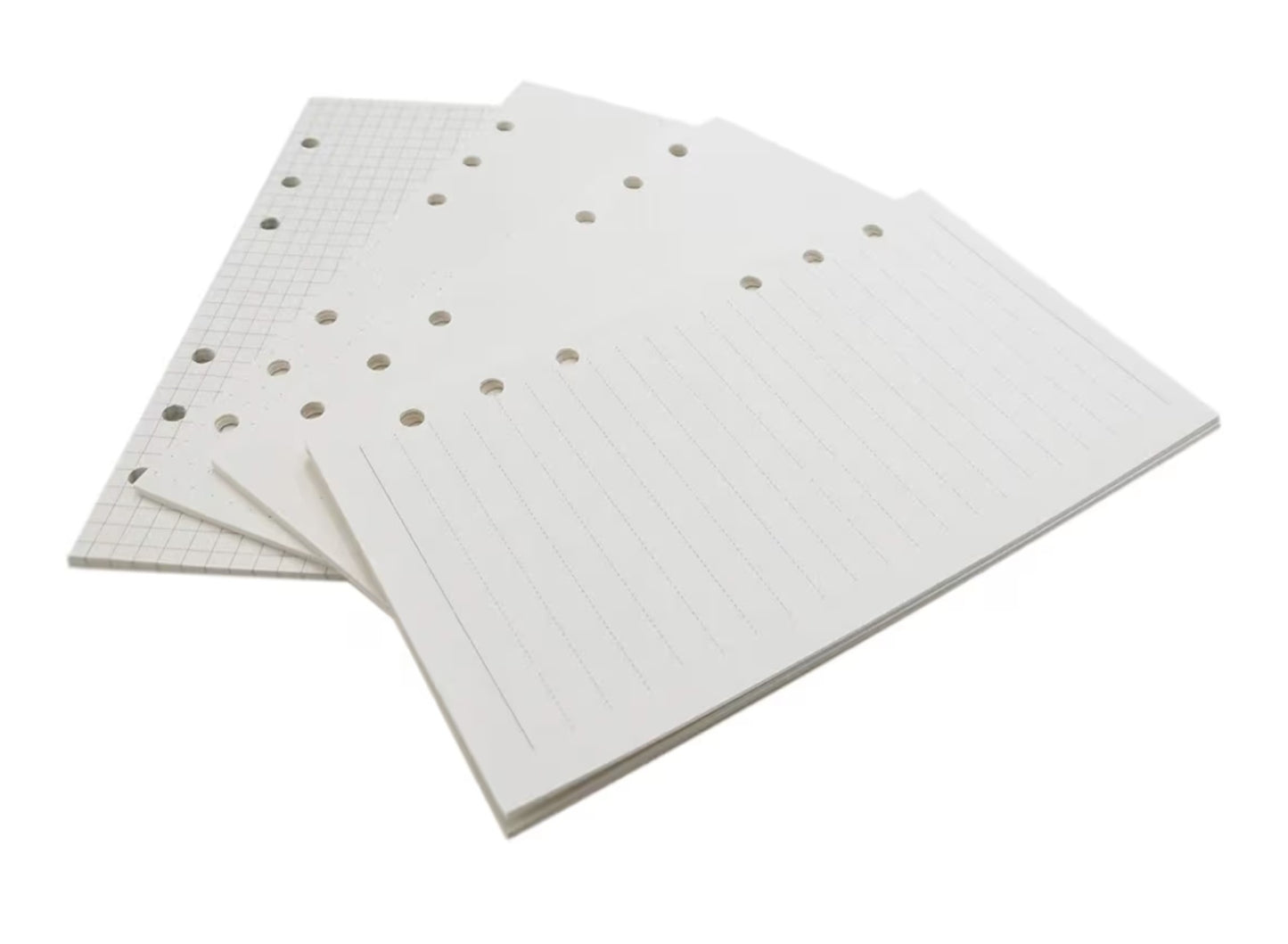 Ruled and perforated notebook paper for refills (A5, A6, A7 sizes) is a complete, high-quality paper set designed for refilling notebooks, diaries, and ring binders