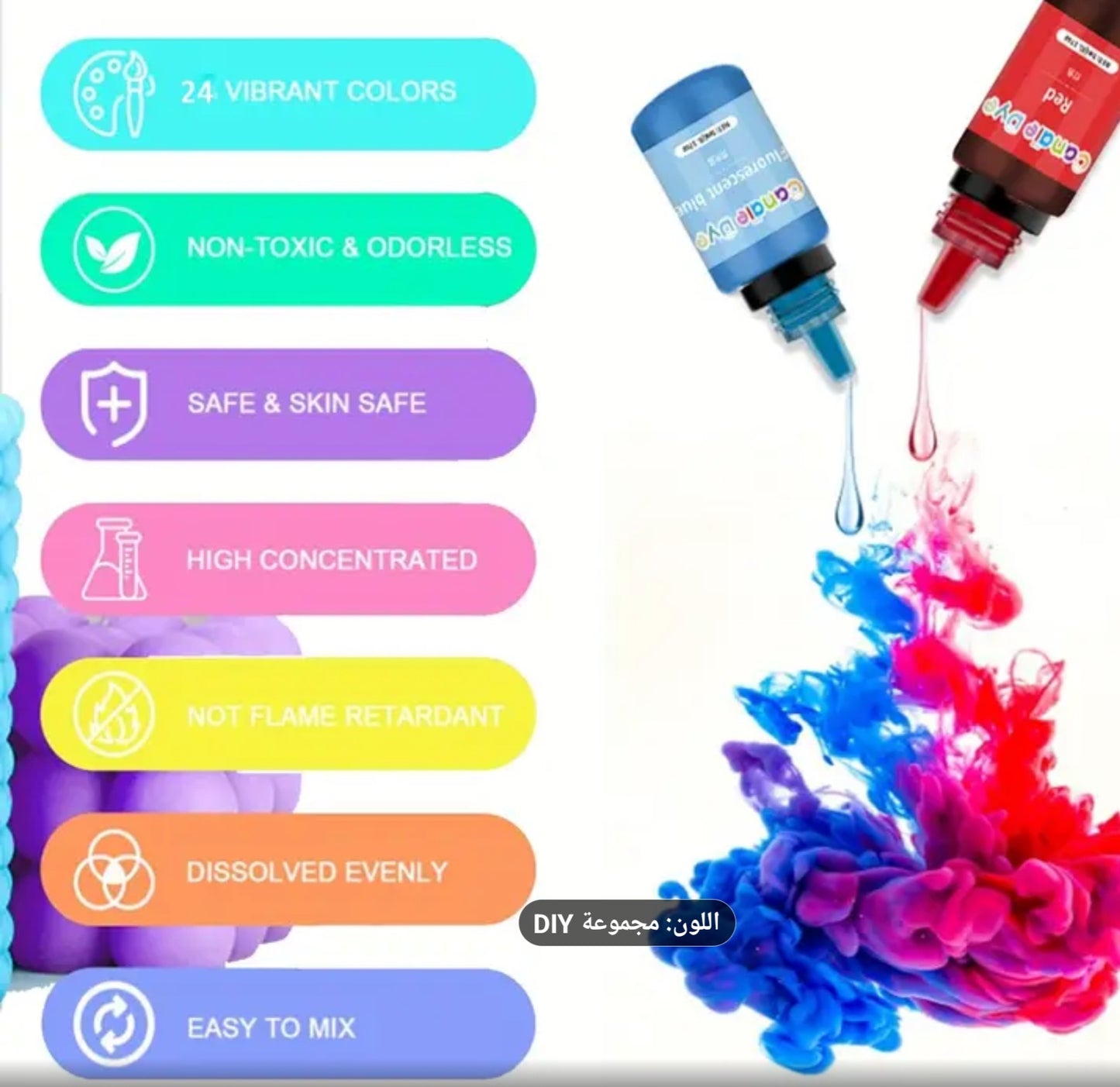 30 concentrated colors for plaster and candles