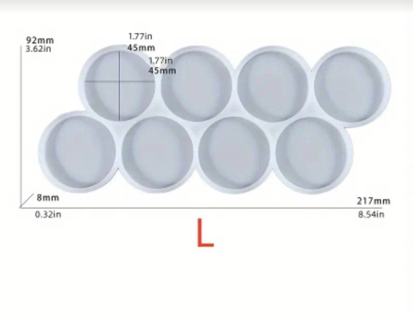 Round flat silicone mold in different sizes