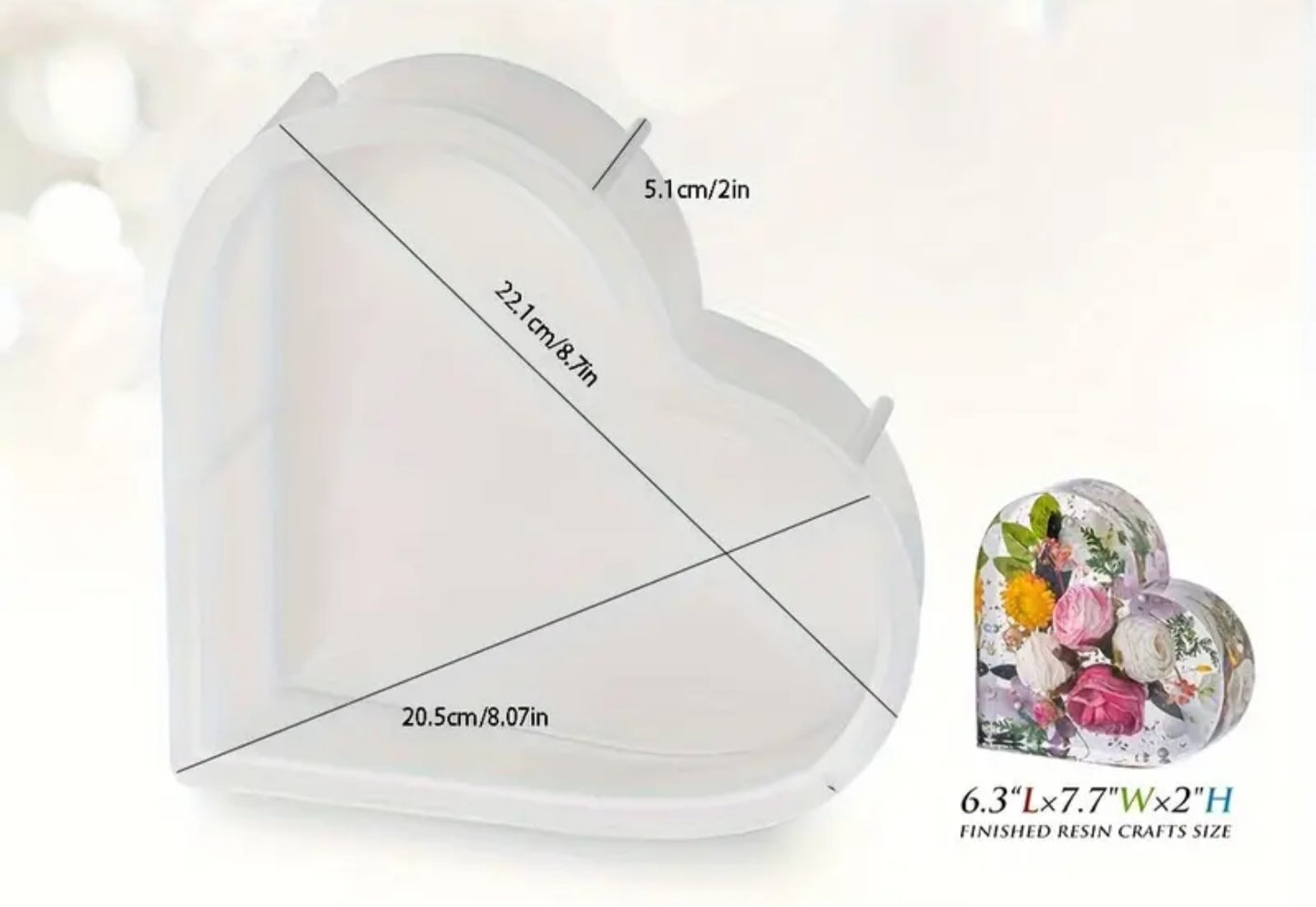 Deep silicone mold for preserving flowers