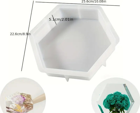Deep hexagonal silicone mold for preserving roses