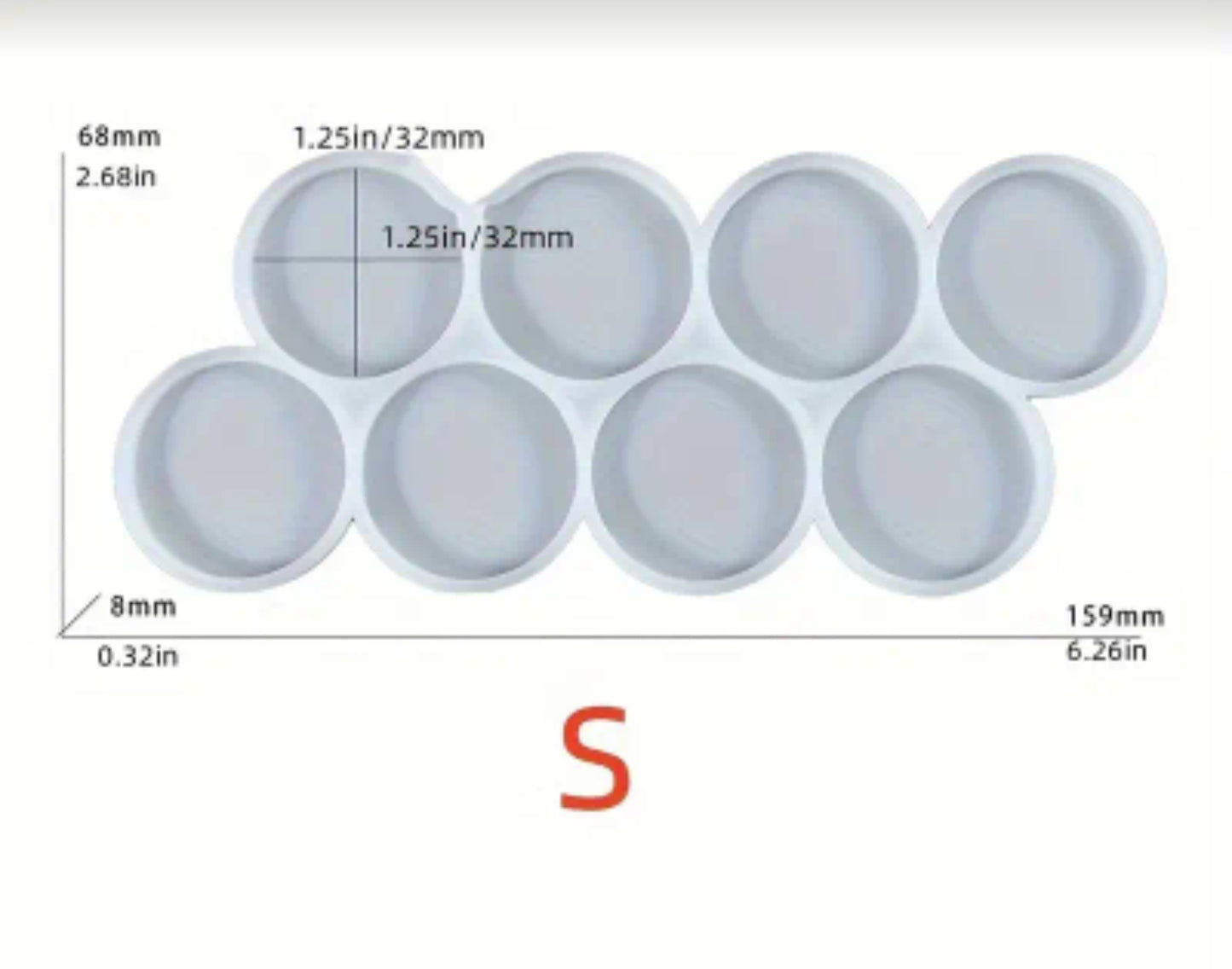 Round flat silicone mold in different sizes