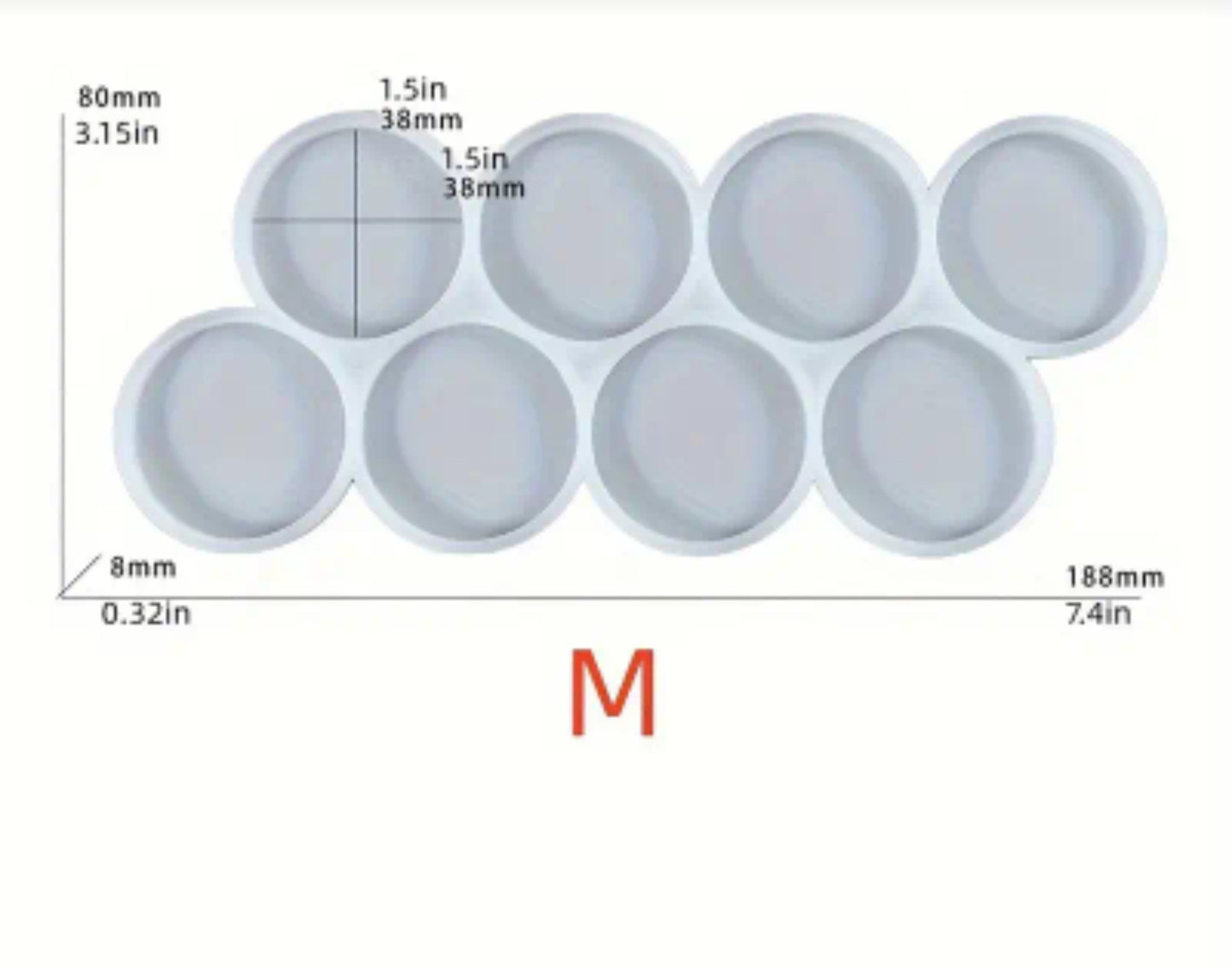 Round flat silicone mold in different sizes