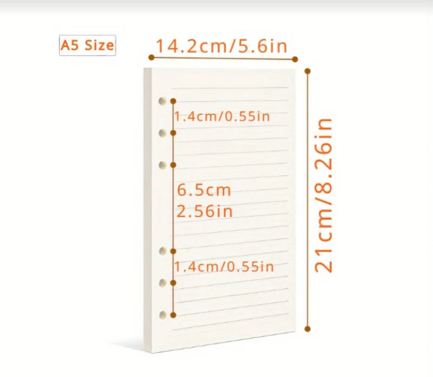 Ruled and perforated notebook paper for refills (A5, A6, A7 sizes) is a complete, high-quality paper set designed for refilling notebooks, diaries, and ring binders