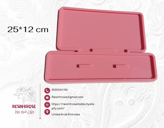 A silicone mold used for making welcome signs, desk plaques, desk calendars, earring organizers, accessories and decorations, nameplates, logos, small picture frames, light bases, or souvenirs. Designed for casting resin, wax, or ceramic